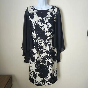 NWOT Adrianna Papell | Abstract Floral Sheath Dress w/ Sheer Cape - Size 4